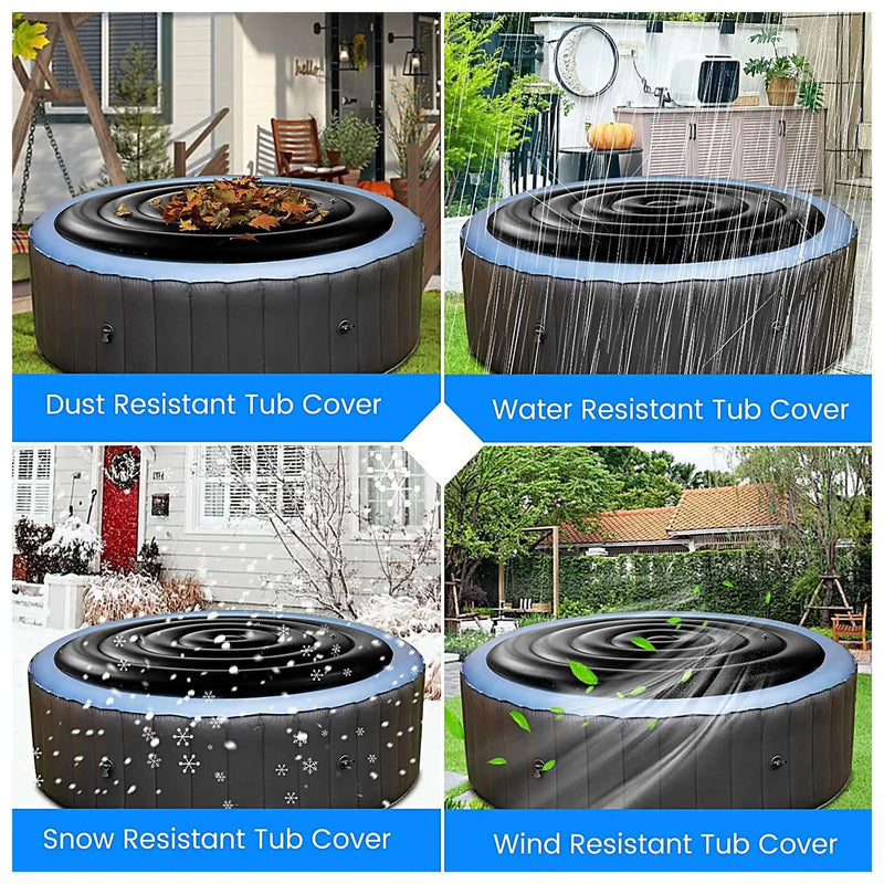 Couvercle gonflable noir pour spa rond 138 ou 160 cm, isolant, avec poignées