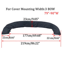 Housse de rangement de bimini noire 600D, 3 ou 4 arceaux, avec fermeture éclair