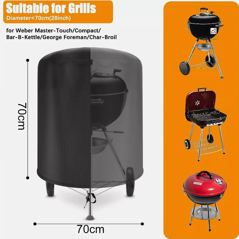 Housse barbecue ronde pour Weber 57 cm, Oxford imperméable à sangles, Ø 70 x 70 cm