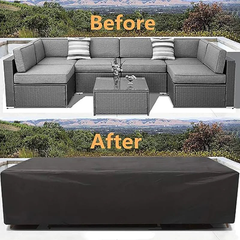 Housse salon de jardin Oxford 210D noire ou argentée, 36 tailles de 40x40x40 à 350x260x90 cm