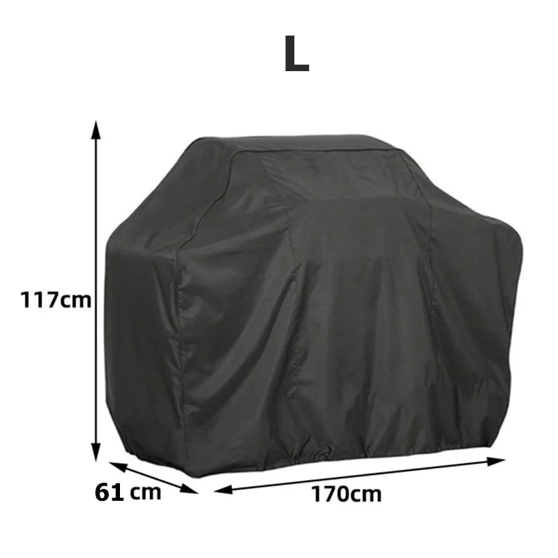 Housse de barbecue imperméable à revêtement PVC, anti-UV, 8 tailles, noir