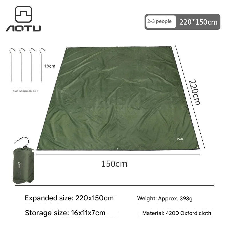 Bâche de sol camping Oxford 420D avec piquets, 3 tailles jusqu'à 240 x 220 cm
