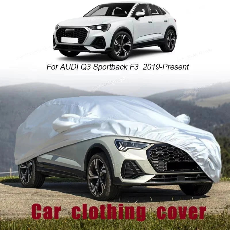 Housse voiture pour Audi Q5, Q4, Q7 et Q8 en Oxford argenté, anti-UV, 12 modèles au choix