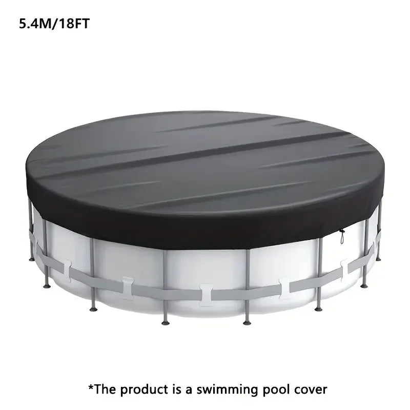 Bâche piscine hors sol ronde noire à cordon de serrage, tissu 210D, 1,8 à 5,4 m