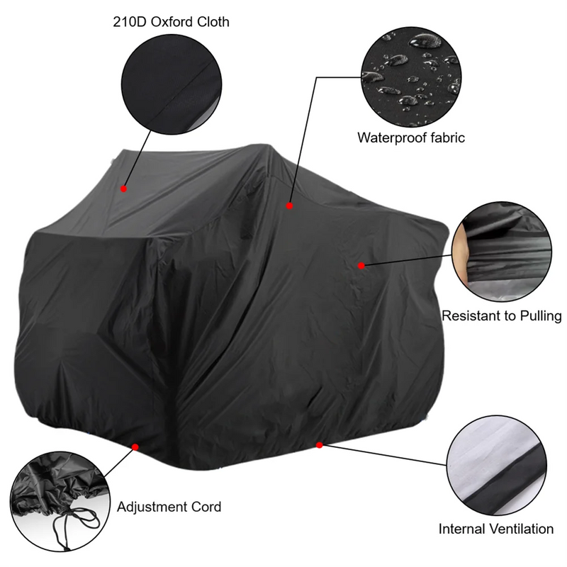 Housse quad universelle Oxford 210D noire, imperméable et anti-UV, 2 tailles