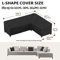 Housse canapé d'angle de jardin en L, Oxford 600D envers PVC noir imperméable, 11 tailles