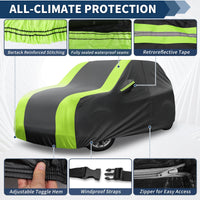 Housse voiture pour Mini Cooper 2 portes 2002-2021, noire à bandes vertes, triple couche, doublure coton