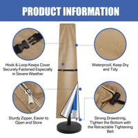 Housse parasol droit Oxford 210D imperméable anti-UV avec tige, 4 coloris, 170 à 240 cm