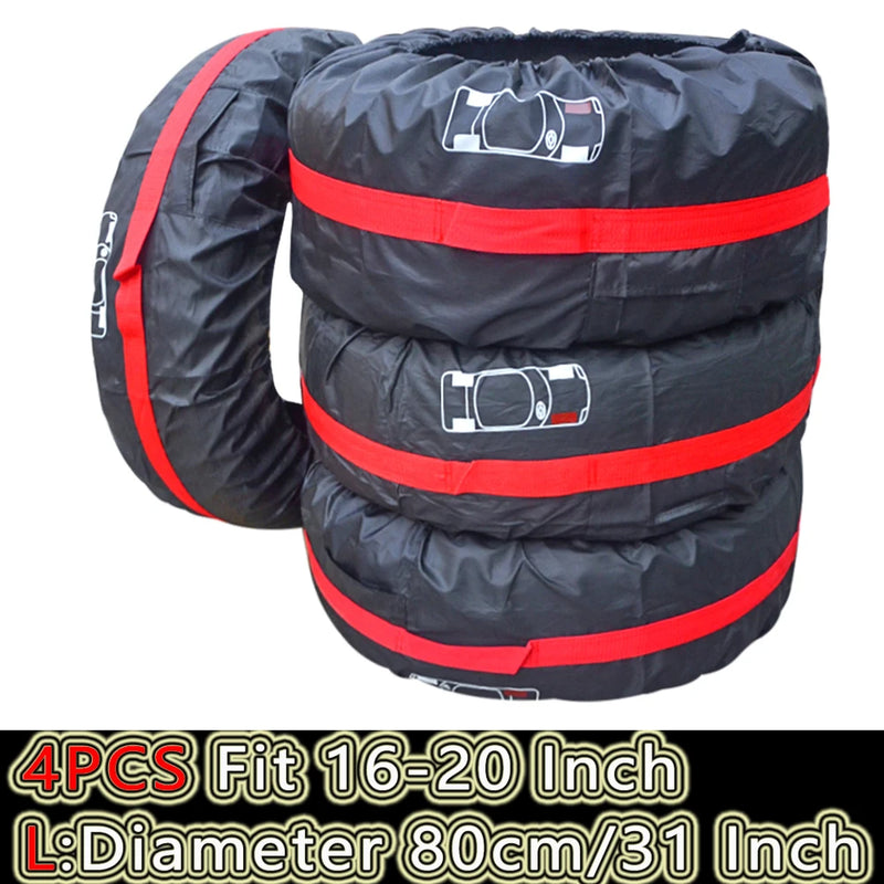 Sacs de rangement pour pneus, lot de 4, poignée et boucle réglable, 13 à 20 pouces