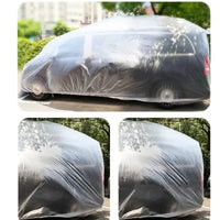Housse de voiture jetable transparente en PE, ourlet élastique, anti-pluie et anti-poussière, S à XL