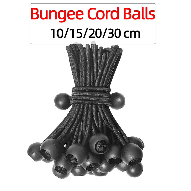 Lot de 5 sandows à boule noirs, 10 à 30 cm, cordon 5 mm pour bâche