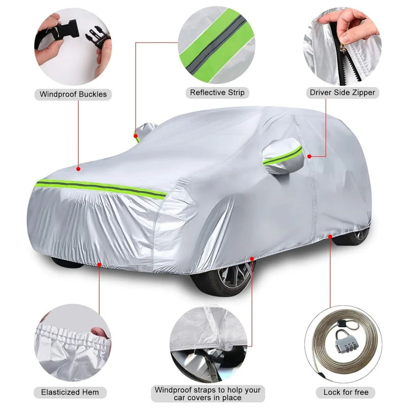 Housse voiture pour Land Rover Range Rover Evoque 2011-2025, argentée, imperméable, anti-UV, porte zippée