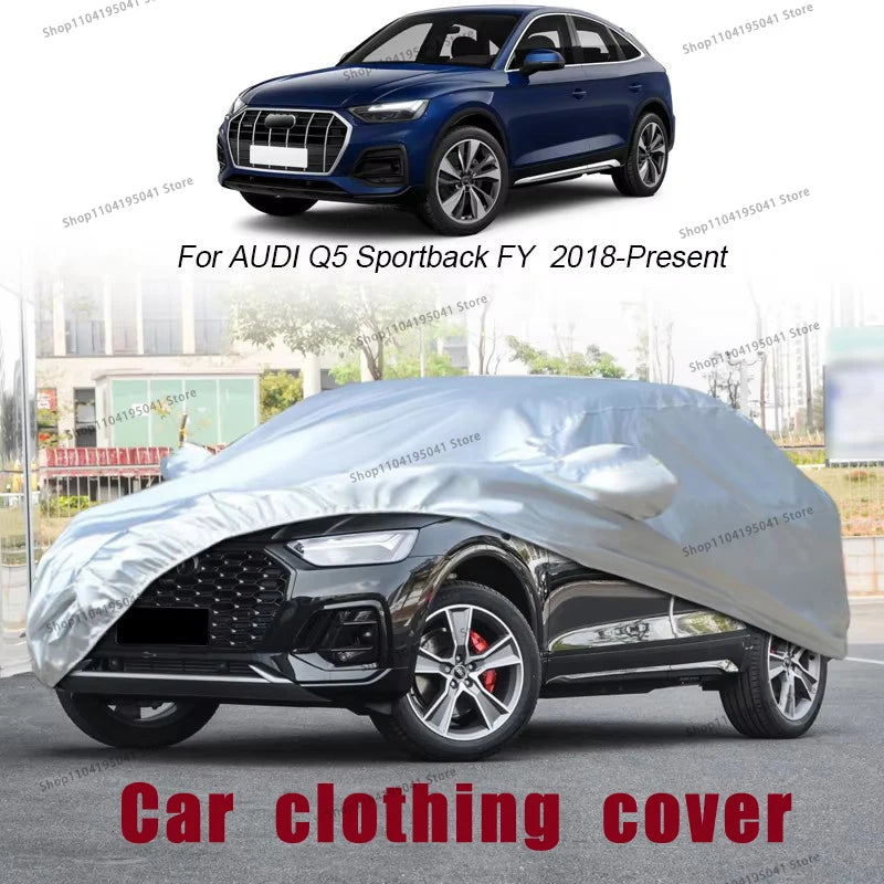 Housse voiture pour Audi Q5, Q4, Q7 et Q8 en Oxford argenté, anti-UV, 12 modèles au choix