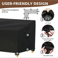 Housse canapé d'angle de jardin en L, Oxford 600D envers PVC noir imperméable, 11 tailles
