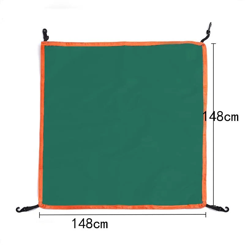Bâche de tente de camping carrée imperméable avec 4 crochets, de 56 à 148 cm, vert ou beige