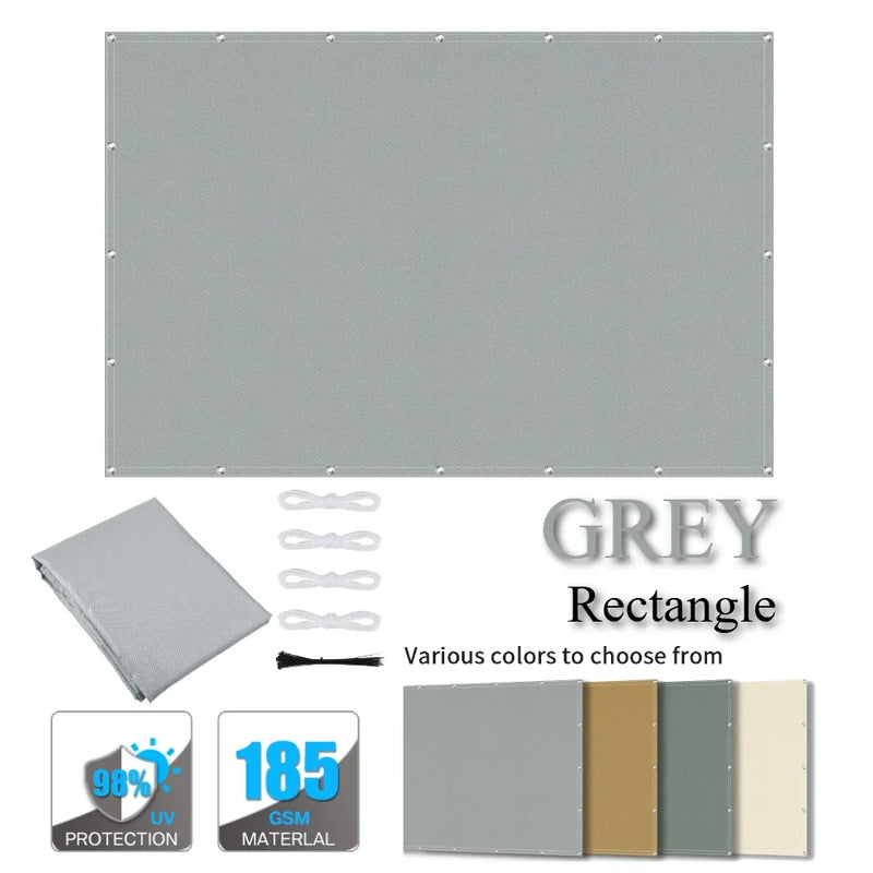 Voile d'ombrage rectangulaire imperméable avec œillets, polyester, 2 x 2 à 4 x 5 m