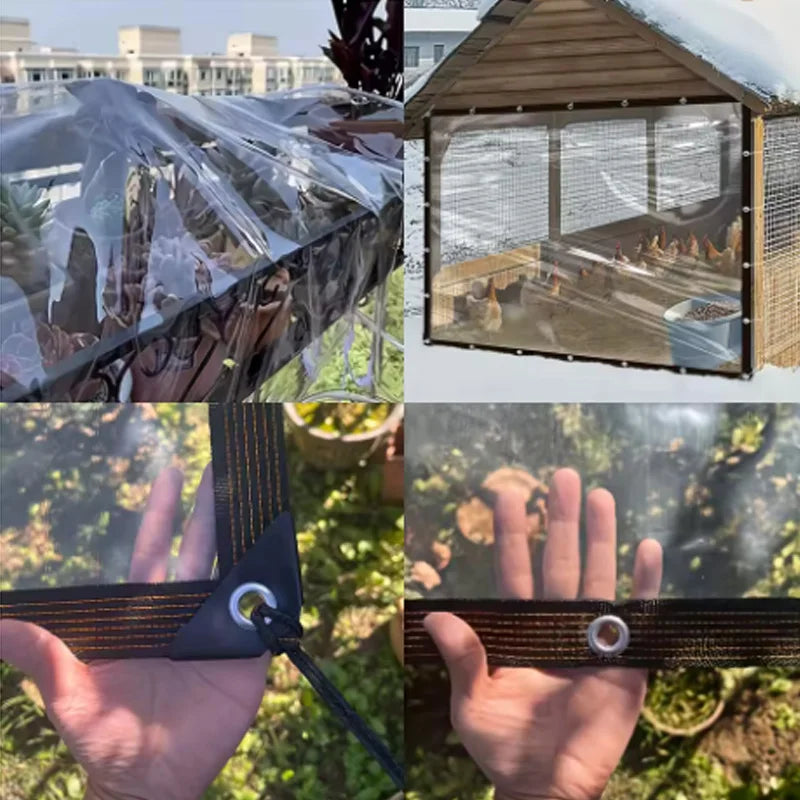 Bâche transparente PE à œillets anti-UV, 10 tailles, 2 x 2 à 4 x 4 m
