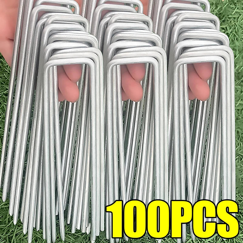 Agrafes de jardin en U galvanisées, 10 ou 15 cm, lots de 10 à 100 pièces
