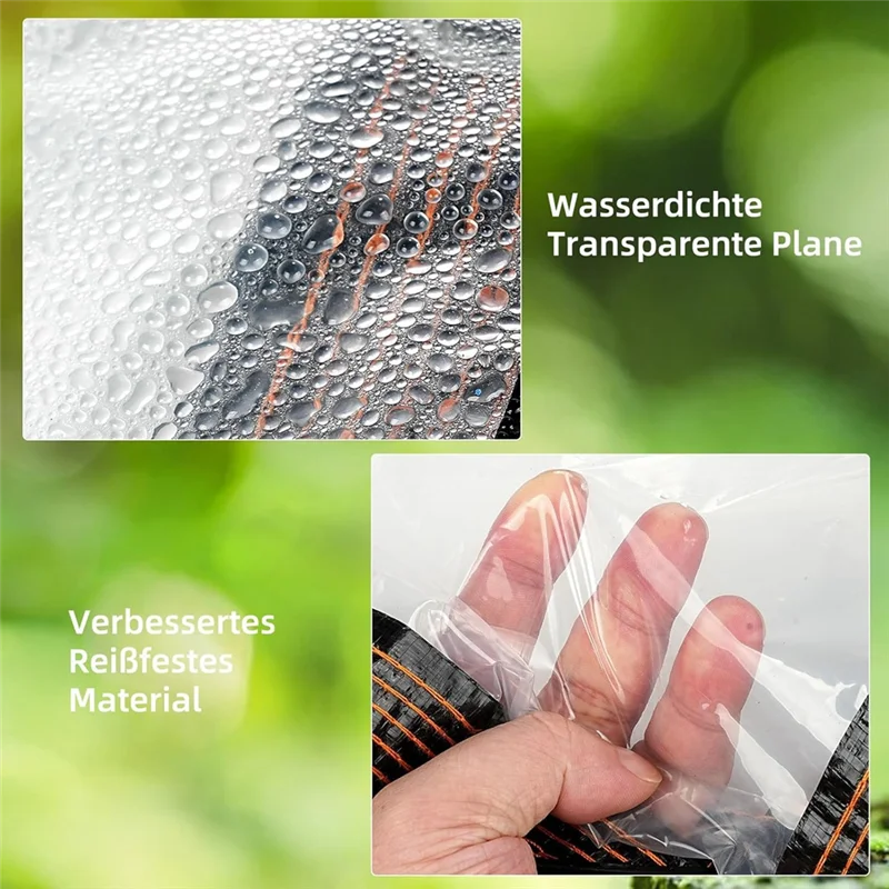 Bâche transparente en polyéthylène avec œillets, corde et 20 attaches de câble, 3 x 4 m