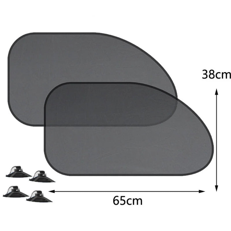 Pare-soleil voiture en maille noire à ventouses pour vitres latérales et lunette arrière, 4 compositions