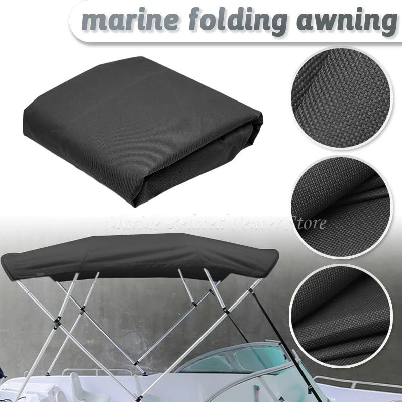 Toile de bimini bateau 3 arceaux polyester 600D noir, sans armature, 4 largeurs de cadre