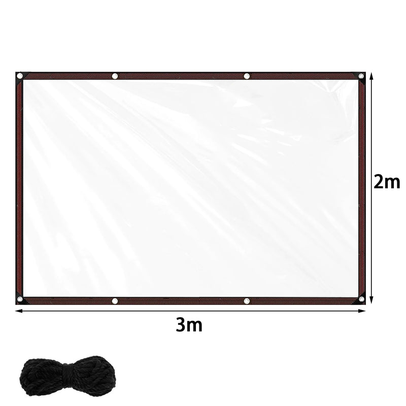 Bâche transparente PVC à œillets avec corde, 1x2, 1x3, 2x3 ou 3x4 m