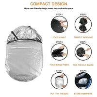 Pare-soleil pare-brise voiture pliable argenté réfléchissant, 150 x 70 cm, avec sac de rangement