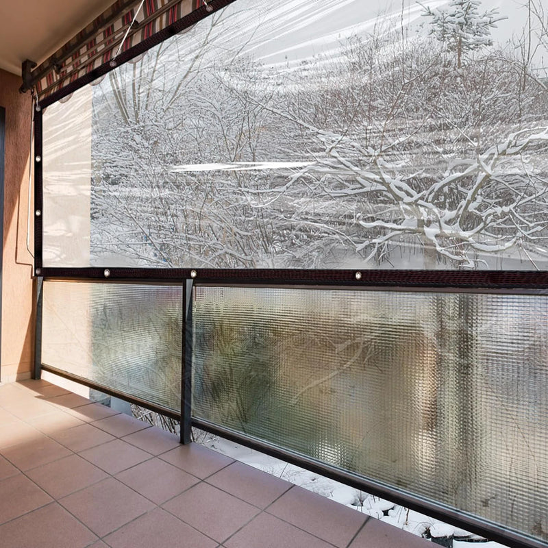 Bâche transparente anti-UV à œillets et bords renforcés marron, pergola, balcon, serre, 10 tailles