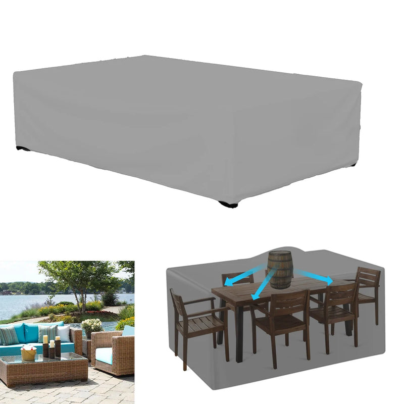 Housse salon de jardin imperméable en Oxford 210D, argent ou noir, 36 tailles