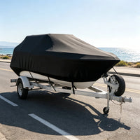 Housse bateau coque en V imperméable anti-UV noire, 4 tailles de 4,2 à 7 m