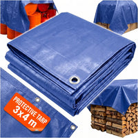 Bâche étanche bleue avec œillets métalliques en polyéthylène 60 g/m², 3 x 4 m