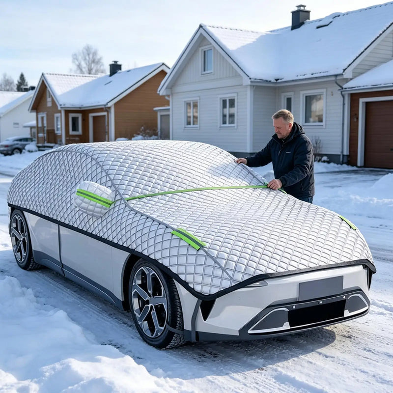 Demi-housse voiture imperméable anti-gel et anti-neige en film d'aluminium et coton, 530 x 250 cm