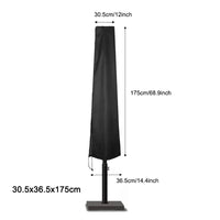 Housse de parasol droit ou déporté Oxford 210D noire, 17 tailles de 140 à 280 cm