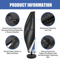 Housse parasol déporté forme banane ou droite avec perche télescopique et pochette, Oxford imperméable