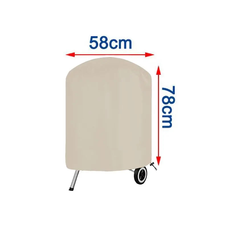 Housse barbecue rond beige imperméable en Oxford 210D, 4 tailles