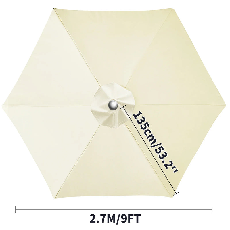 Toile de remplacement parasol 6 ou 8 baleines, imperméable anti-UV, Ø 2 à 3 m
