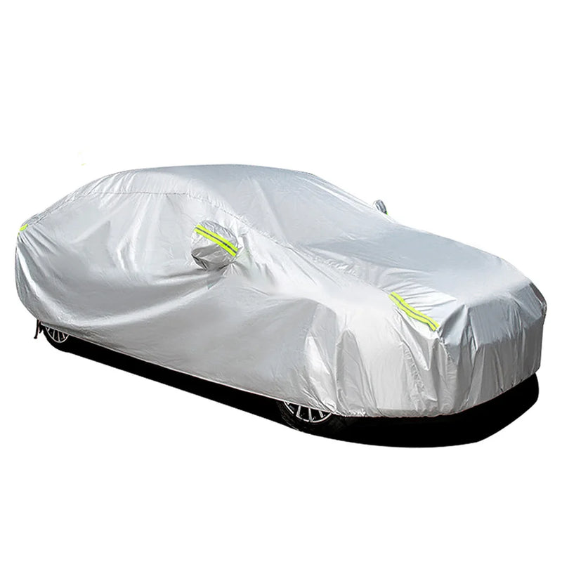 Housse voiture berline 190T argentée, imperméable et anti-UV, bandes réfléchissantes, 470 x 180 x 150 cm