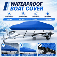 Housse bateau remorquable imperméable polyester 190T, 3 coloris, pour bateau de 3,35 à 6,71 m