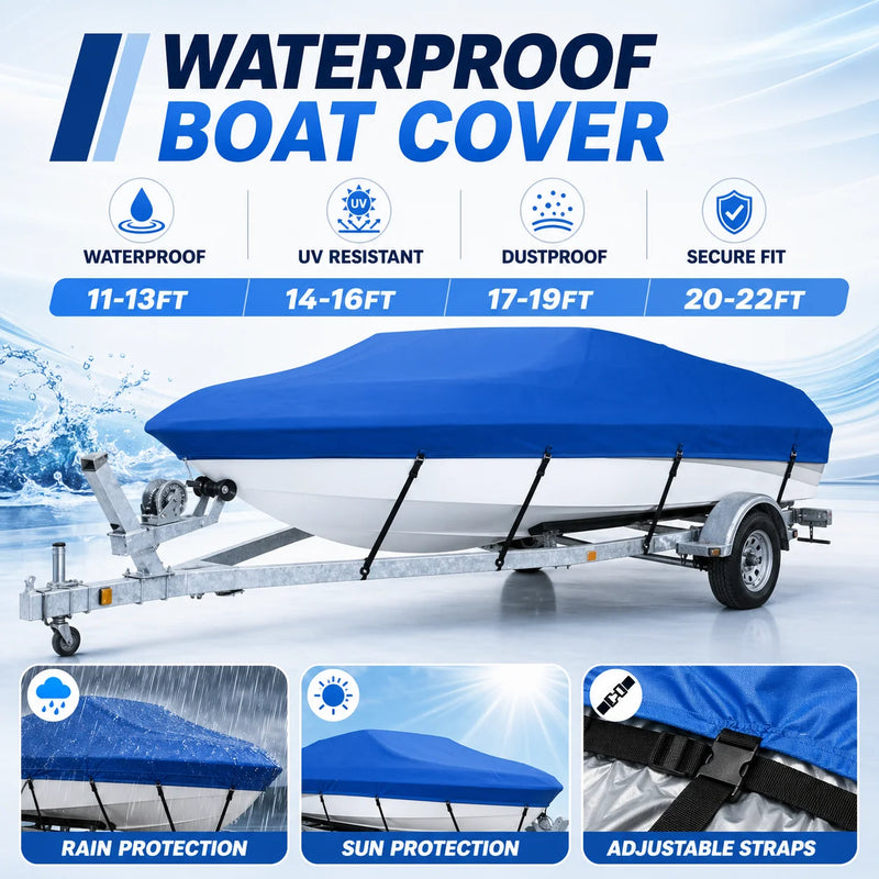 Housse bateau remorquable imperméable polyester 190T, 3 coloris, pour bateau de 3,35 à 6,71 m