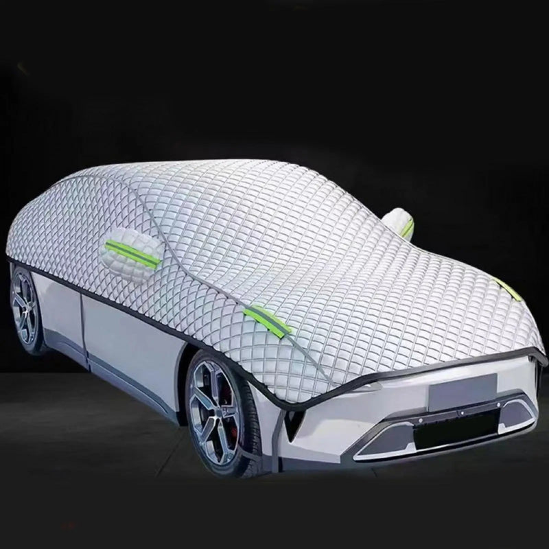 Bâche anti-grêle voiture en demi-housse de coton et film aluminium, 530 x 250 cm