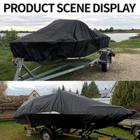 Housse bateau remorquable Oxford 210D imperméable, noir ou argent, 5 tailles de 3,35 à 6,71 m