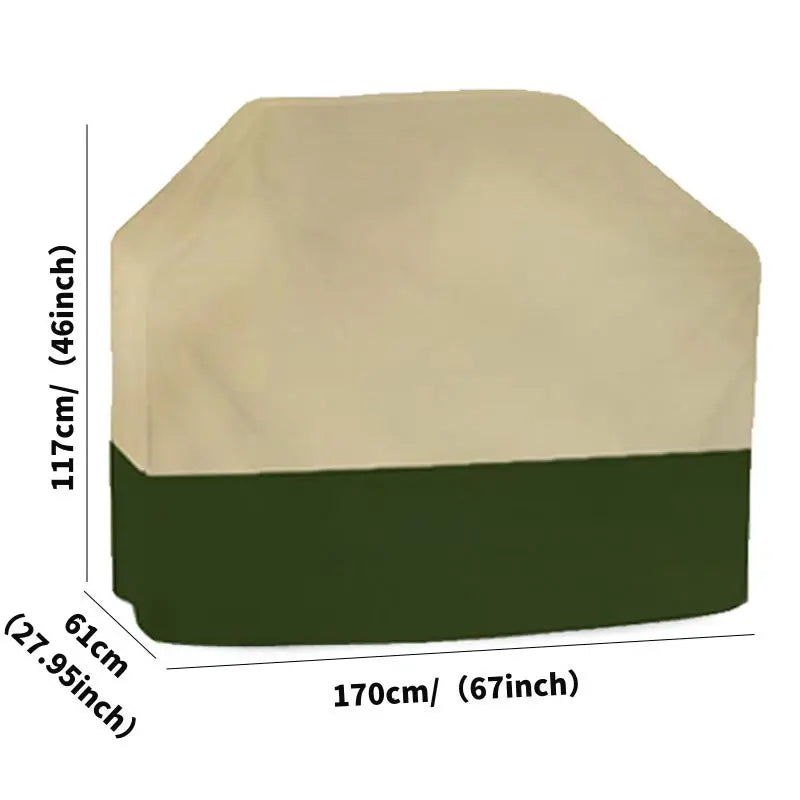 Housse barbecue rectangulaire beige et vert, Oxford 210D imperméable, 5 tailles