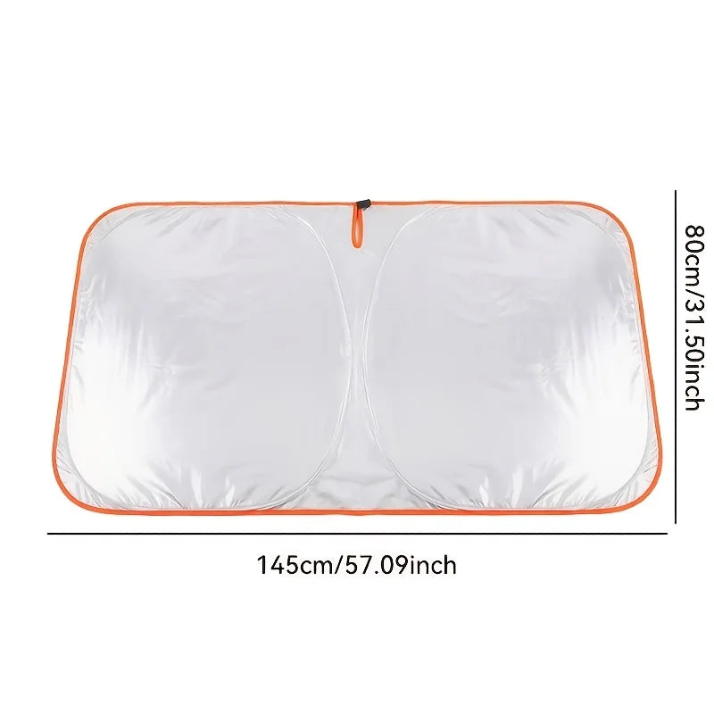 Pare-soleil pare-brise avant voiture pliable à fil mémoire, 145 x 80 cm, liseré orange ou vert