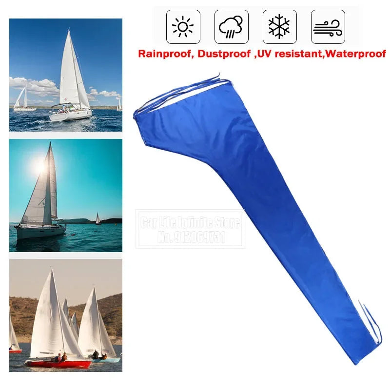 Housse de voile et de bôme pour voilier, bleue 210D, anti-UV, anti-poussière, 5 longueurs