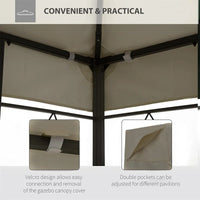 Toile de remplacement pour tonnelle 2,5x2,5 m, double toit ventilé, polyester 180 g/m², gris ou bleu