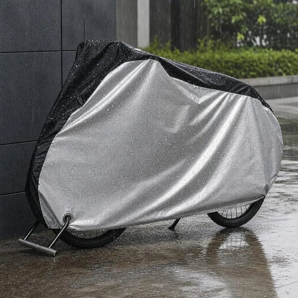 Housse vélo extérieur en Oxford 210D noir et argent, imperméable et anti-UV, 170 ou 180 cm