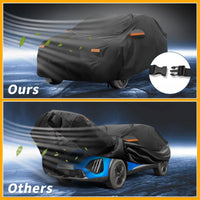 Housse voiture pour Peugeot 2008 (2014-2023) noire en 210D-PU imperméable avec fermeture éclair