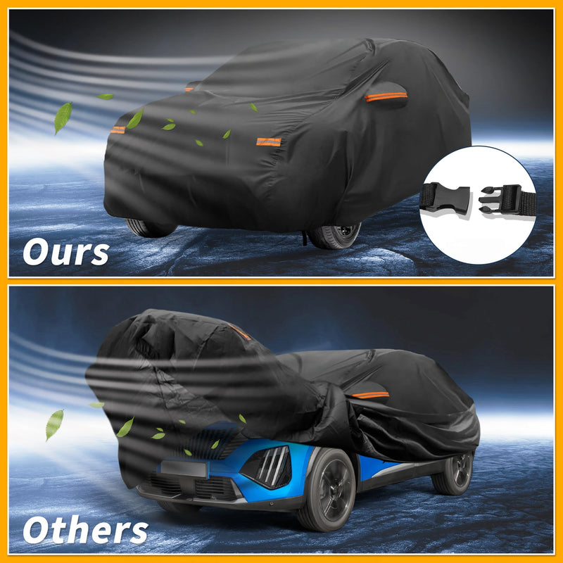 Housse voiture pour Peugeot 2008 (2014-2023) noire en 210D-PU imperméable avec fermeture éclair