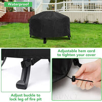 Housse brasero ronde imperméable polyester 600D enduit PVC, anti-UV, 12 tailles de 71 à 127 cm
