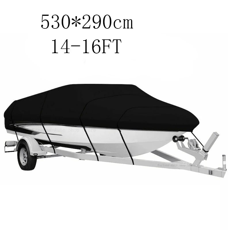 Housse bateau remorquable Oxford 210D imperméable, noir ou argent, 5 tailles de 3,35 à 6,71 m